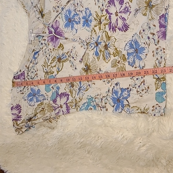REBECCA MALONE Short Sleeve Floral Print Blouse - Size Large - Picture 8 of 8